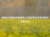 深圳计划鼓励并购重组 已经起草征求意见稿并择机出台