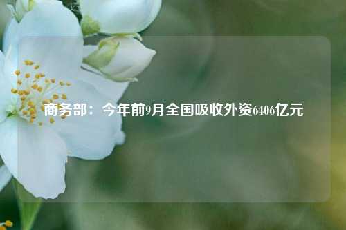 商务部：今年前9月全国吸收外资6406亿元