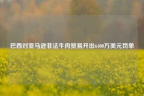 巴西对亚马逊非法牛肉贸易开出6400万美元罚单