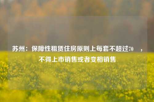 苏州：保障性租赁住房原则上每套不超过70㎡，不得上市销售或者变相销售