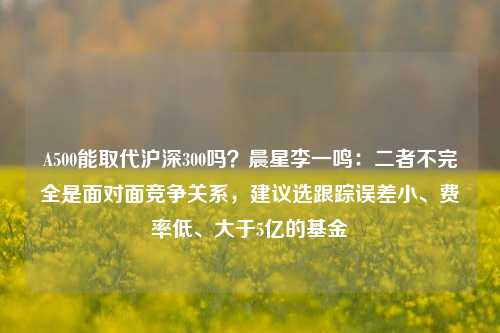 A500能取代沪深300吗？晨星李一鸣：二者不完全是面对面竞争关系，建议选跟踪误差小、费率低、大于5亿的基金