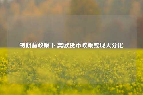 特朗普政策下 美欧货币政策或现大分化